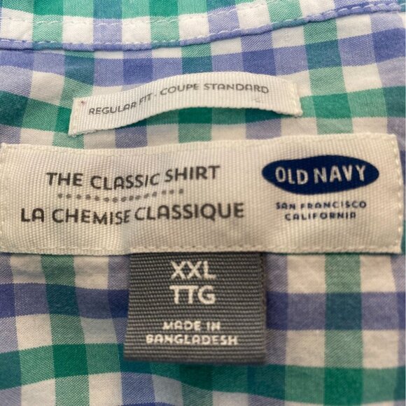 Old Navy Mens Shirts XXL Lot Of Two Blue & Green Classic Fit Gingham Button-Down - Picture 3 of 8